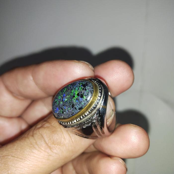Cincin Kalimaya Black Opal Boulder Koral Jarong Hq Ring Monel Hand Made Kode Ba 039 Nett