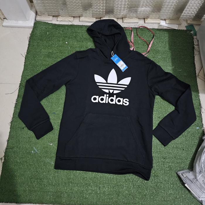 Adidas original hoodie trefoil black white boys size bnwt