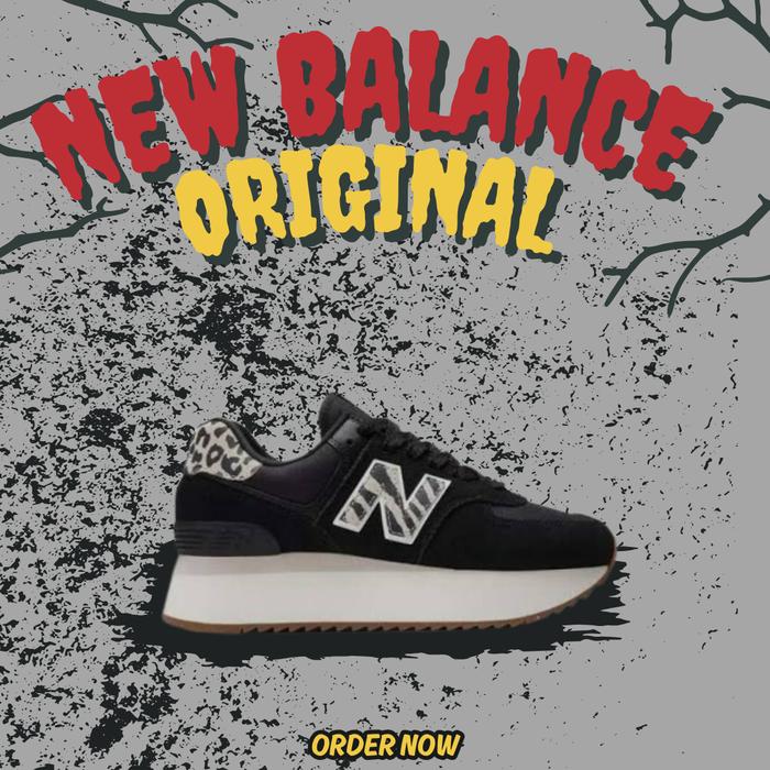 Sepatu Sneakers New Balance 574 Lifestyle Black Leopard Women's ( WL574ZDA ) Original