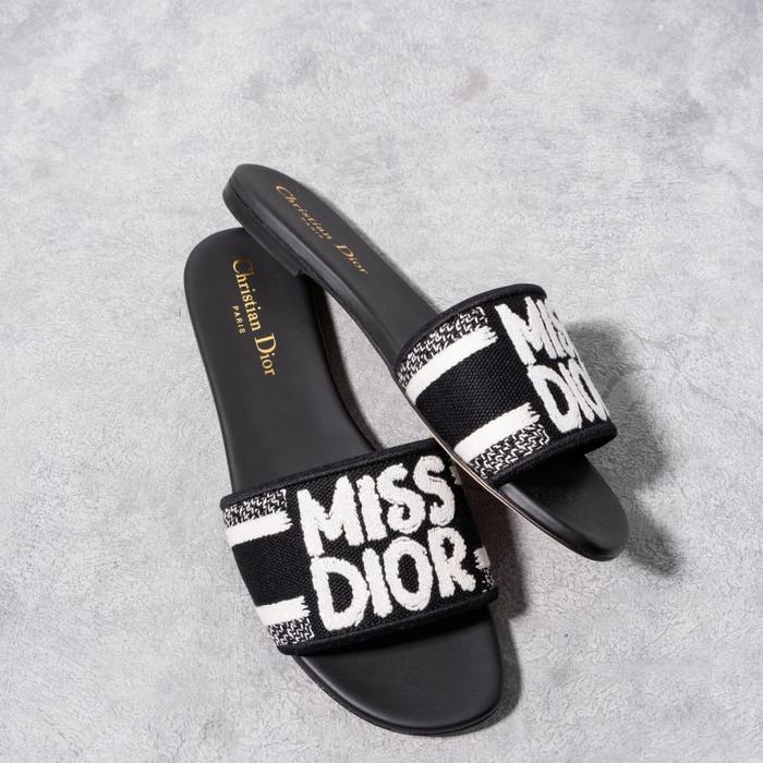 CHRISTIAN DIOR Dway slide with miss dior graffiti motif Black - White