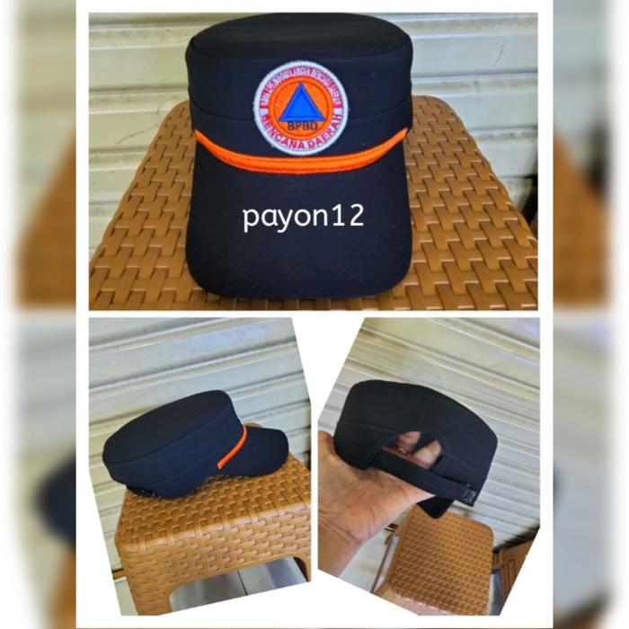 topi  BPBD komando logo dan lis bordir timbul