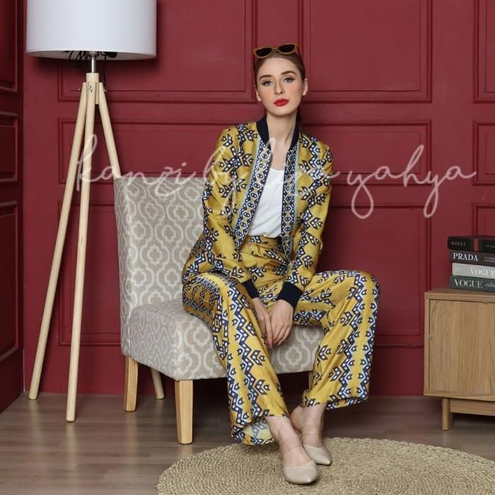 Setelan Blazer Wanita One Set Jacket Premium Setelan Modern Blazer Kuning