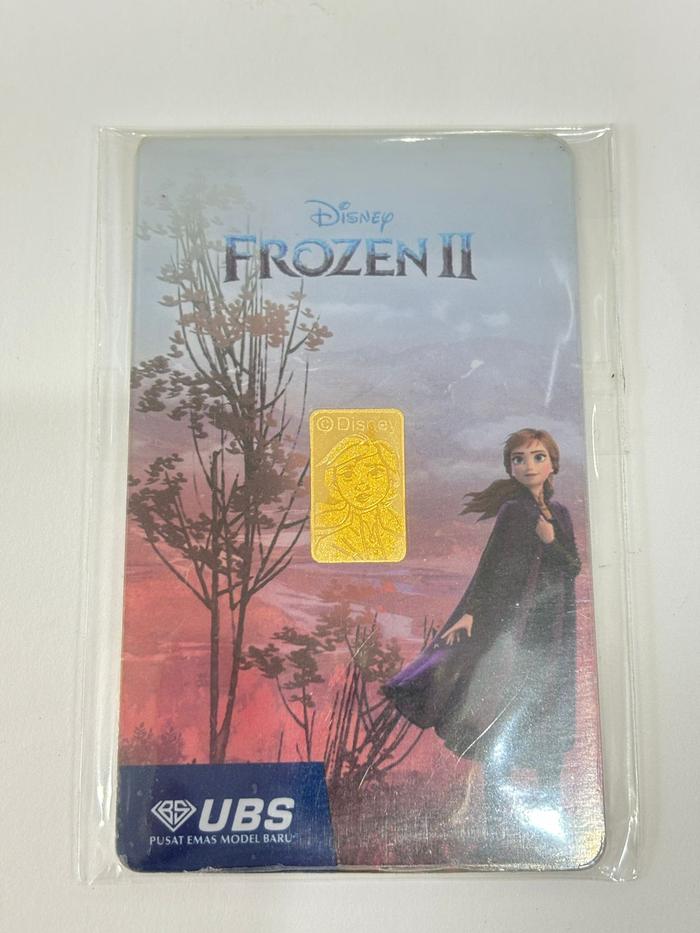 2 GRAM LM LOGAM MULIA EMAS UBS DISNEY ANNA FROZEN II CERTIFICATE OF ASSAY SERTIFIKAT SNI BARCODE