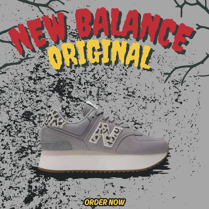 Sepatu Sneakers New Balance 574 Lifestyle Grey Leopard Women's ( WL574ZDB ) Original