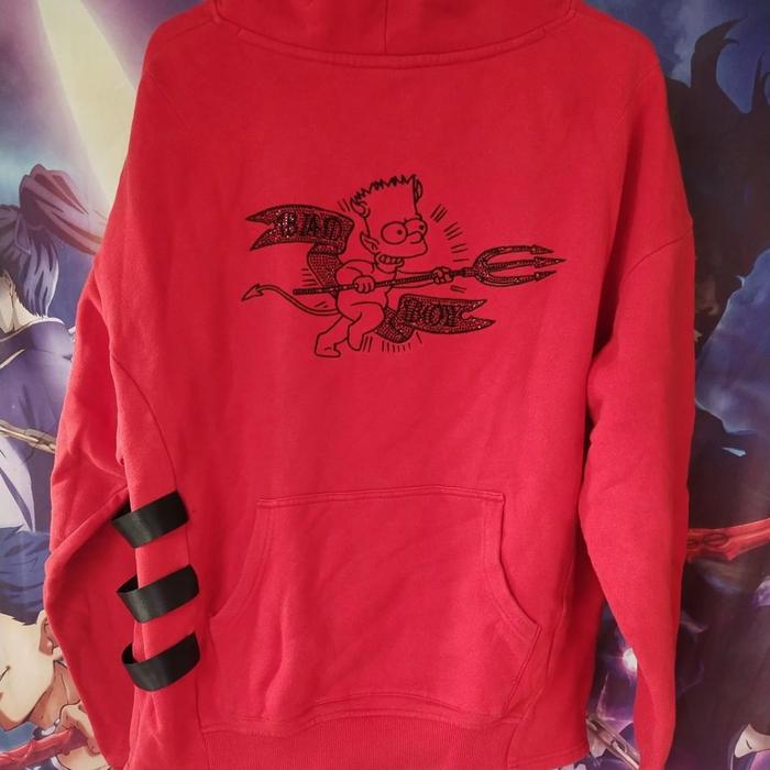 The Simpsons Bad Boy Red Official Cartoon Streetwear Crewneck Sweater Jaket Jacket Original Second M