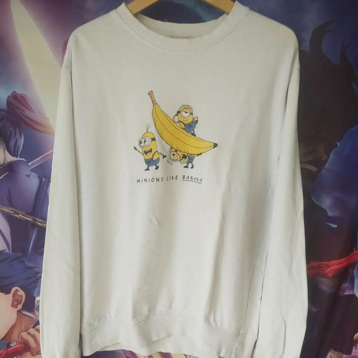 Despicable Me x Indigo Bank Minions White Official Cartoon Animation Crewneck Sweater Jaket Jacket O