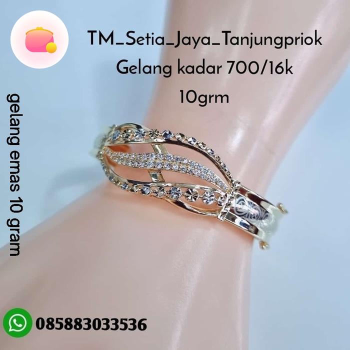 gelang emas asli 10 gram mata putih