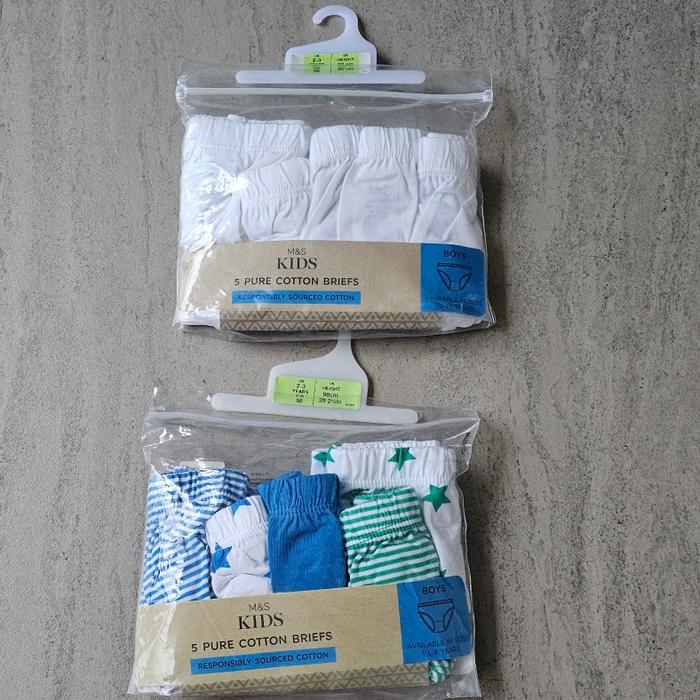 Mark & Spencer Kids Pure Cotton Briefs Celana Dalam Anak 2-3 YO ORIGINAL NEW