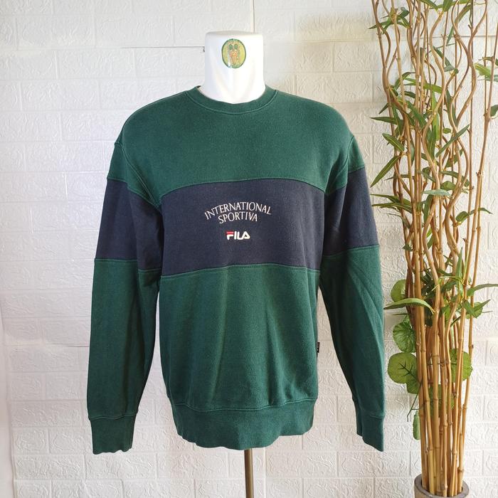 CREWNECK FILA INTERNATIONAL SPORTIVA, SIZE L (SECOND BRANDED) HIJAU, PT222
