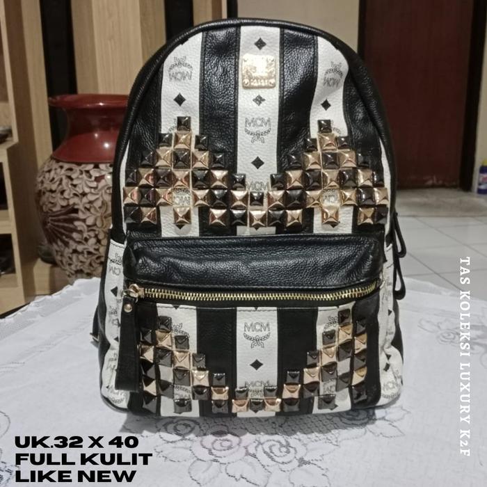 Ransel preloved branded MCM*, kulit asli lentur limited edition