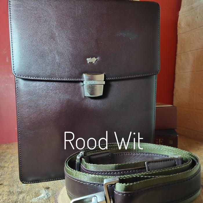 Jual Tas kulit Braun Buffel Germany pria selempang second tas meeting Sling bag hard case
