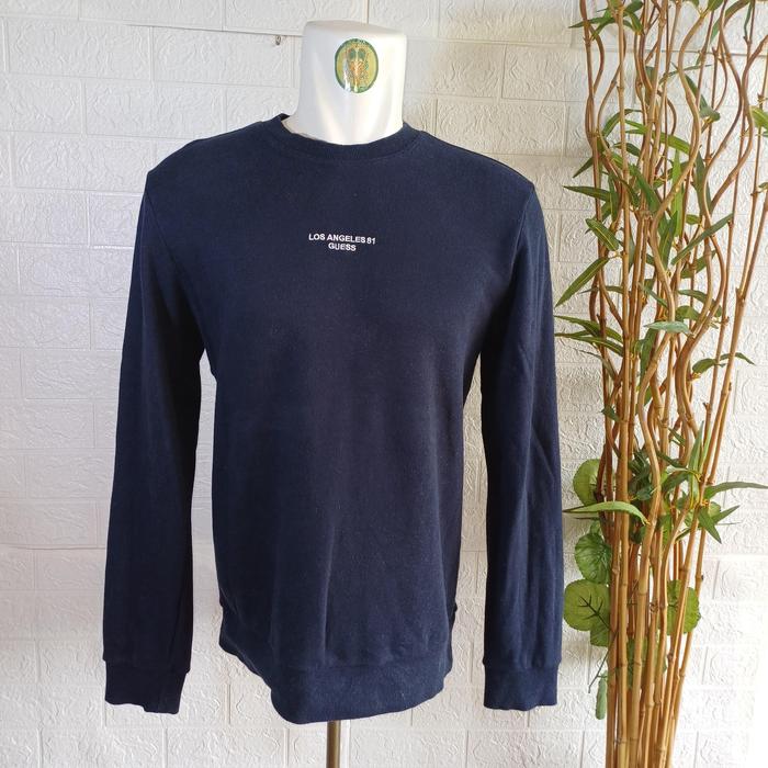 CREWNECK GUESS LOS ANGELES ORIGINAL, SIZE M-L (SECOND BRANDED) NAVY PEKAT, PT227