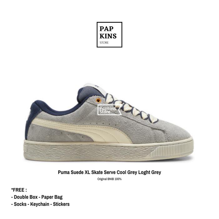 sepatu puma suede xl skate serve cool grey light grey original bnib / sneakers pria