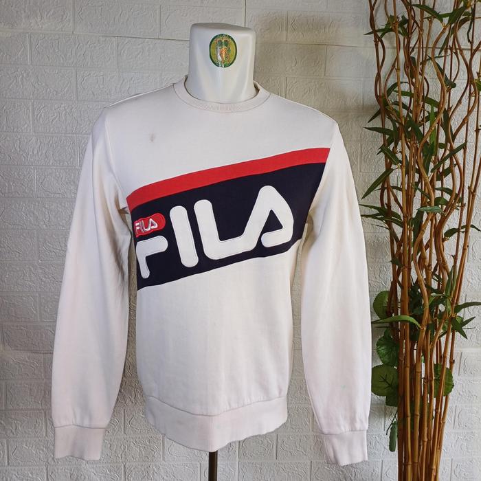 SWEATER CREWNECK FILA ORIGINAL, SIZE XS FIT S (SECOND BRANDED) PUTIH, PT238