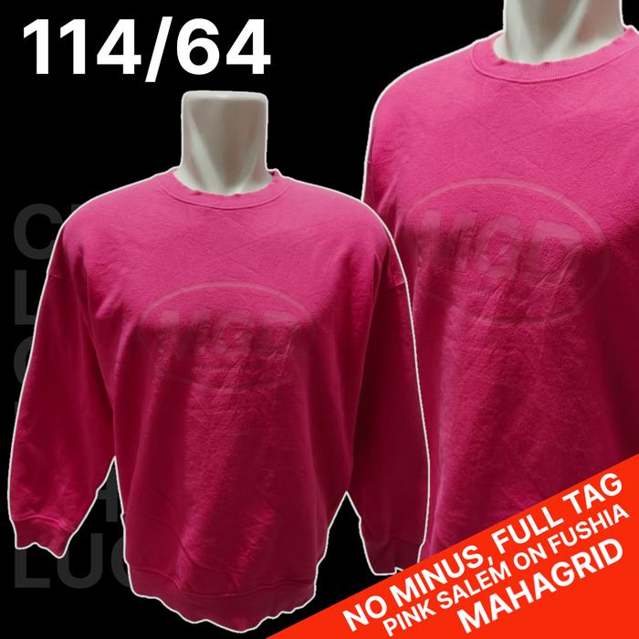 Sweater Pink Fuschia Mahagrid Original/Crewneck Fuschia Mahagrid,Bekas