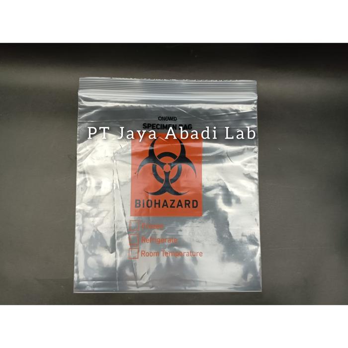 kantong biohazard specimen bag bio hazard ecer zip lock 21.5 x 24.5 cm kedap bahan