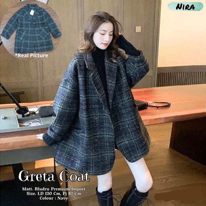 Greta Coat wanita jumbo bhn rajut bludru premium ld 120 pj pj 82