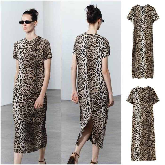 DRESS BIEGE WANITA MOTIF LEOPARD GAYA KASUAL/DRESS LEOPARD WANITA/DRESS LEOPARD IMPORT