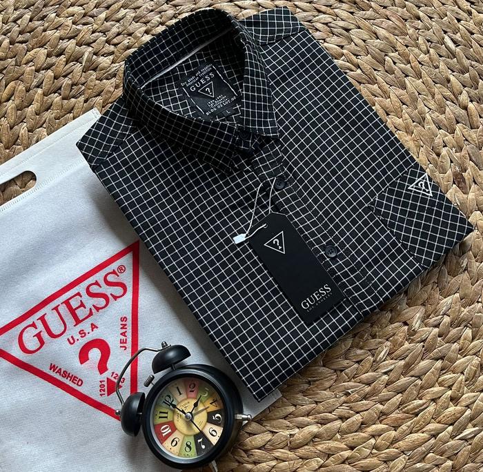 Kemeja Formal Guess Original Kantor Pria Lengan Pendek / Kemeja Ganham Pria Full Catton / Kemeja Ker