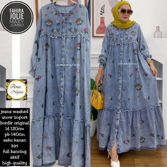 Gamis Jeans Fahira Jolie Maxy Jumbo LD 120 By Amanajwa