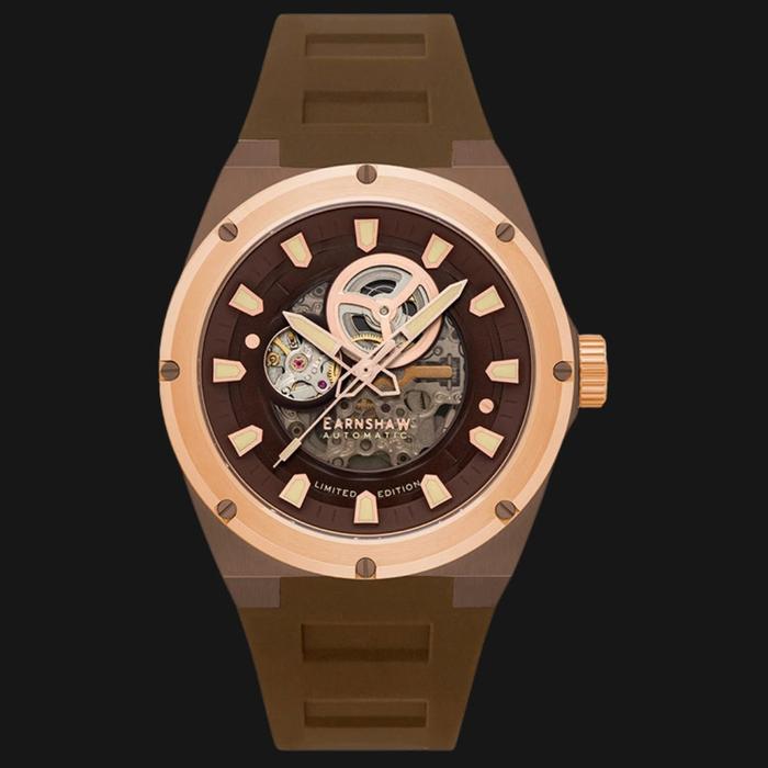 Jam Tangan Thomas Earnshaw  Armstrong ES-8252 04 Automatic Brown Dial  Brown Polyurethane Strap