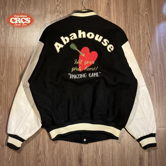 Abahouse Leather Sleeve Varsity Jacket