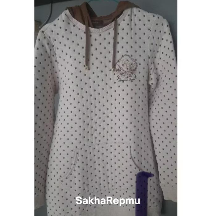 PL PreLoved Sweater Hoodie Crewneck Renoma Paris Polkadot Coklat