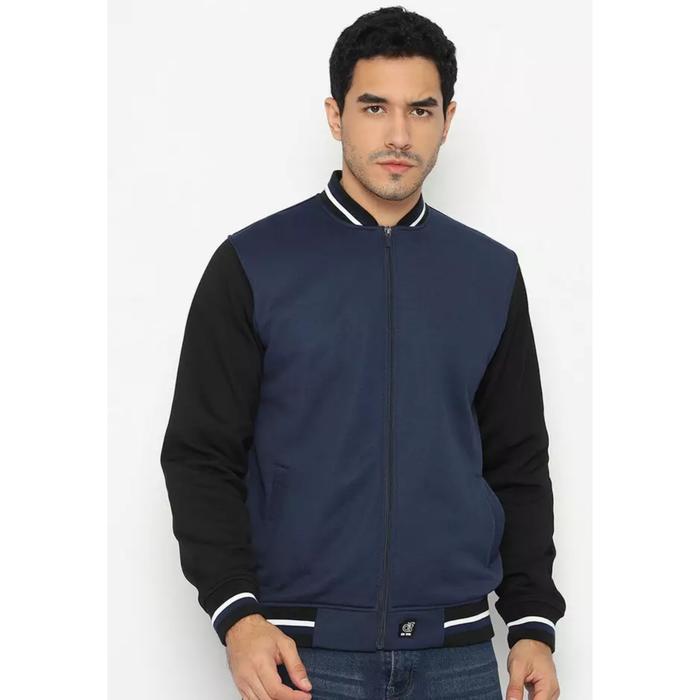 D&F - JACKET CASUAL PRIA ORIGINAL - Jaket Bomber Pria - Navy & Black