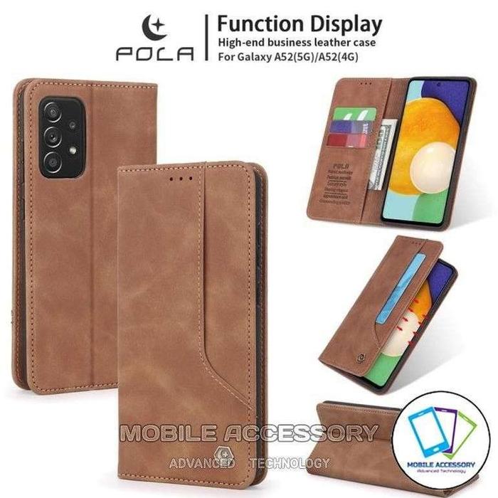 Terlaris Casing Dompet Samsung A72 Flip Wallet Pola Leather Case Kulit Isi Kartu Card Standing Cover