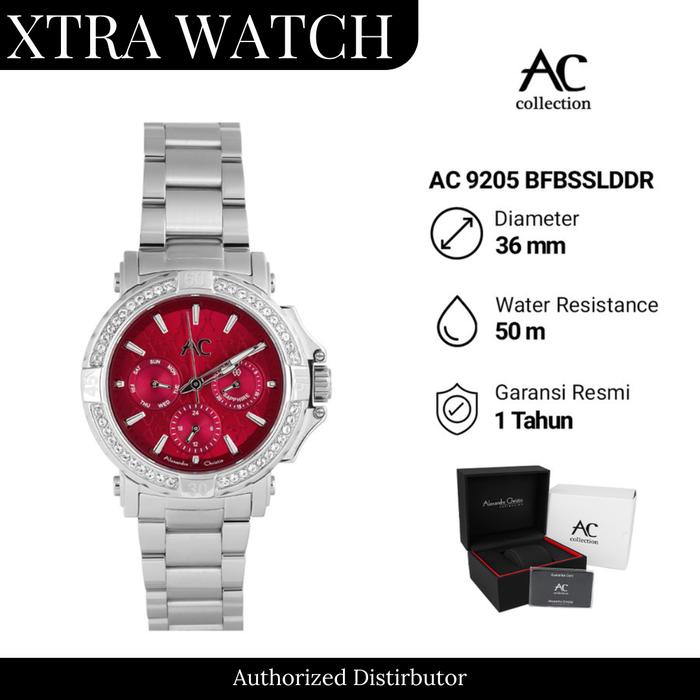 Jam Tangan Wanita AC Alexandre Christie 9205 Original Chronograph - Silver Red