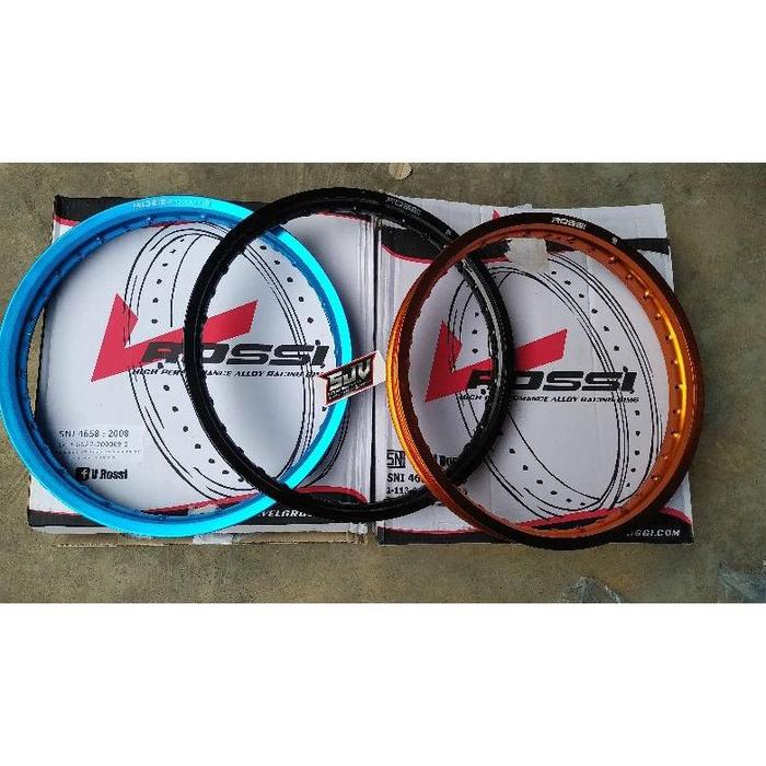VELG ROSSI ORIGINAL MODEL WX KOTAK RING 17(120,140,160,185,215) HITAM GLOSY BIRU OREN