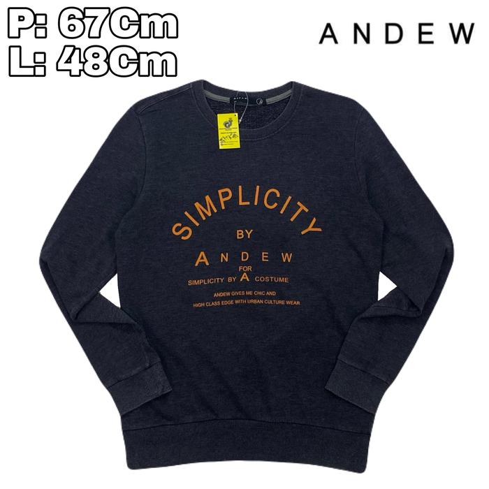 B198 Crewneck Sweeter Sweetshirt Andew Simplicity  Lengan Panjang Cotton Fleece Tebal Hitam