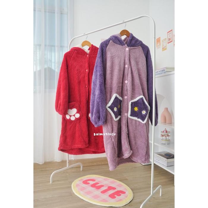 BTK Onesie Piyama | Baju Tidur Daster Kostum Model Terusan Dress Rok Gaun Lengan Panjang Hoodie Jumb