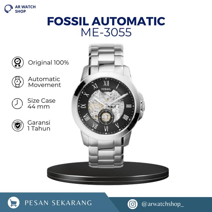 Jam Tangan Pria Automatic ME 3055 Grant Black Dial Stainless Steel Bracelet Original