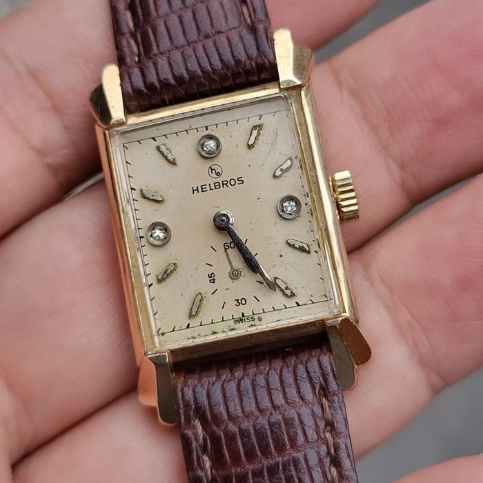 Jam helbros vintage 1930s solid gold 14 k