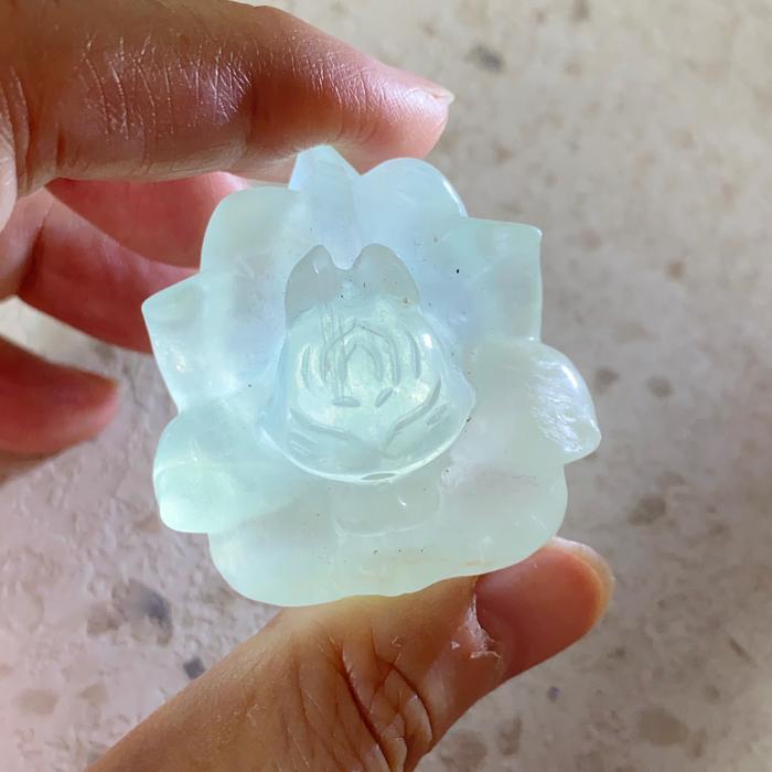 9 tail fox carving batu natural green fluorite