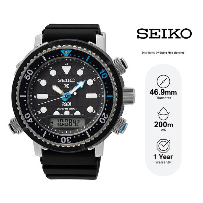 Jam Tangan Seiko Prospex SNJ035 SNJ035P1 Arnie Hybrid Analog Digital Solar Chronograph Diver PADI Sp