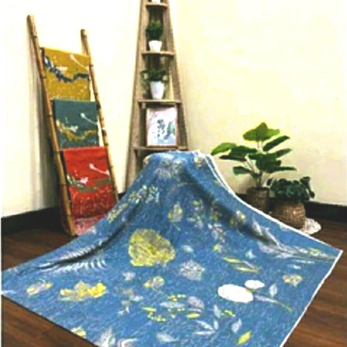 KAIN BATIK LAWEYAN SOLO ALUSAN DAUN ECOPRINT NEW VERSION BIRU