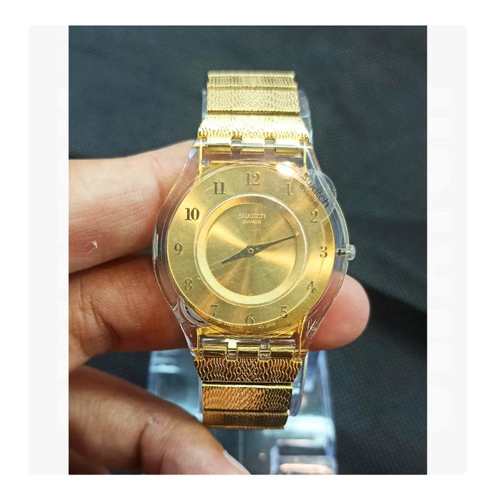 Jam Tangan Wanita SWATCH SFK355G LA WARM GLOW Gold Swiss Made Original Resmi