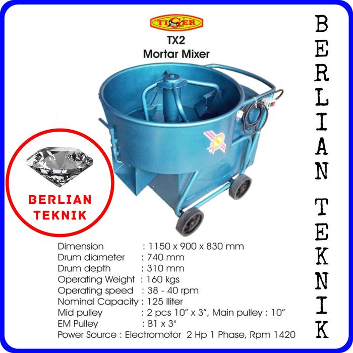 Beton Molen Mortar Mixer Semen TIGER TX 2