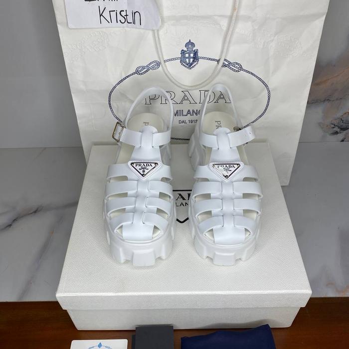 Preloved Prada monolith White rubber sandals authentic