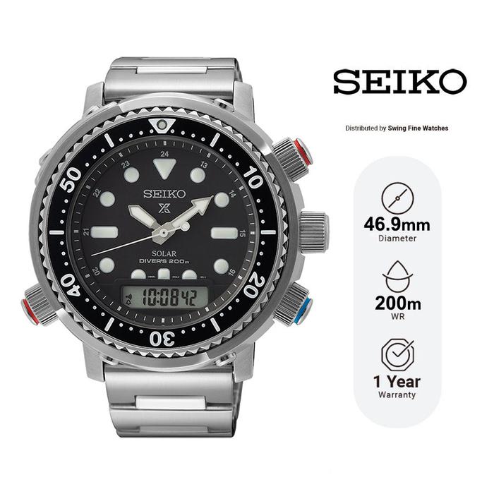 Jam Tangan Seiko Prospex SNJ033 SNJ033P1 Arnie Hybrid Analog Digital Solar Chronograph Diver Origina