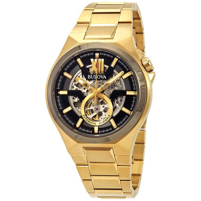 jam tangan Bulova Classic Automatic Black Dial Men's Watch 98A178
