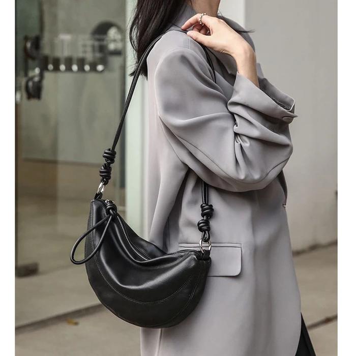 tas slempang wanita pangsit perak kapasitas besar bahan kulit tas bahu