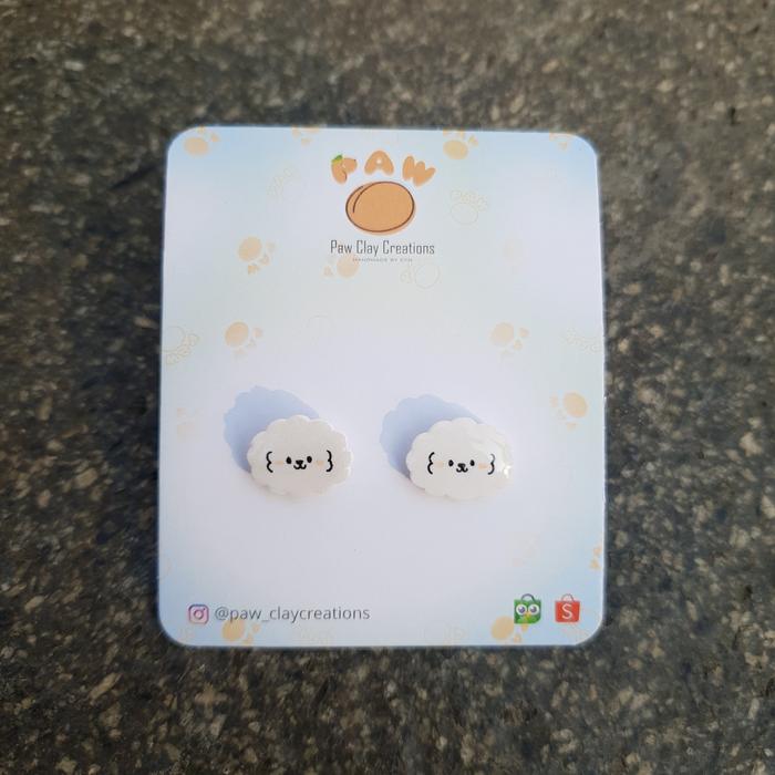 Anting tusuk poodle + dog + doggy + lucu + cute + anti alergi + handmade
