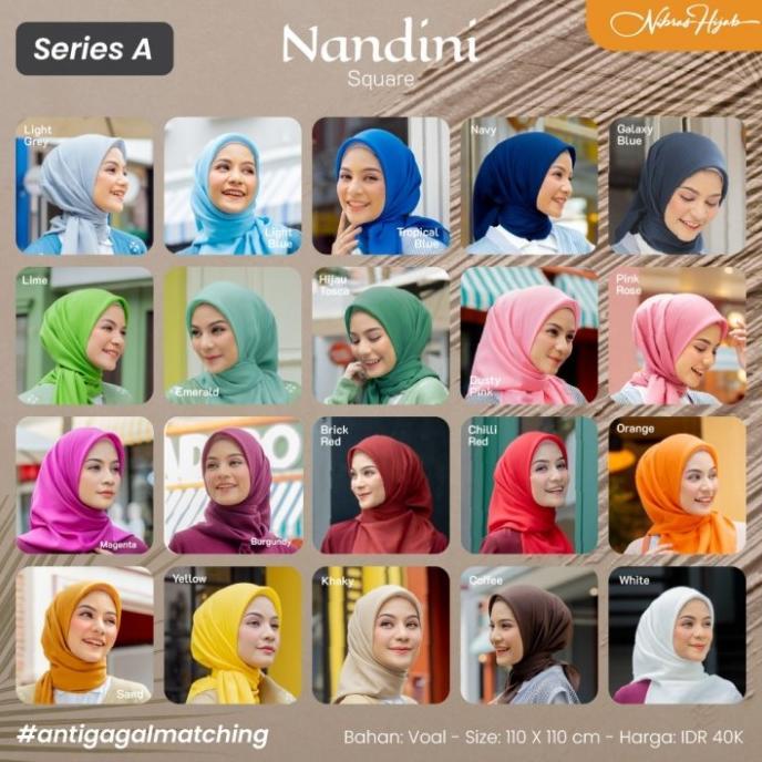 Nibras Hijab Nandini Klim Warna Orange Jilbab Segiempat Voal Branded