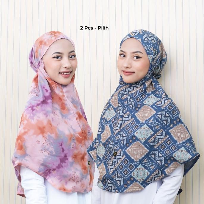Koyu Hijab Bergo Motif Viney Jepang Premium 2layer Valena