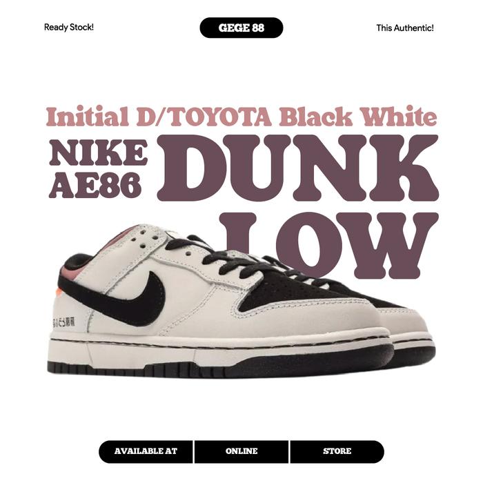 Nike Dunk Low Initial D/Toyota Black White 100% BNIB