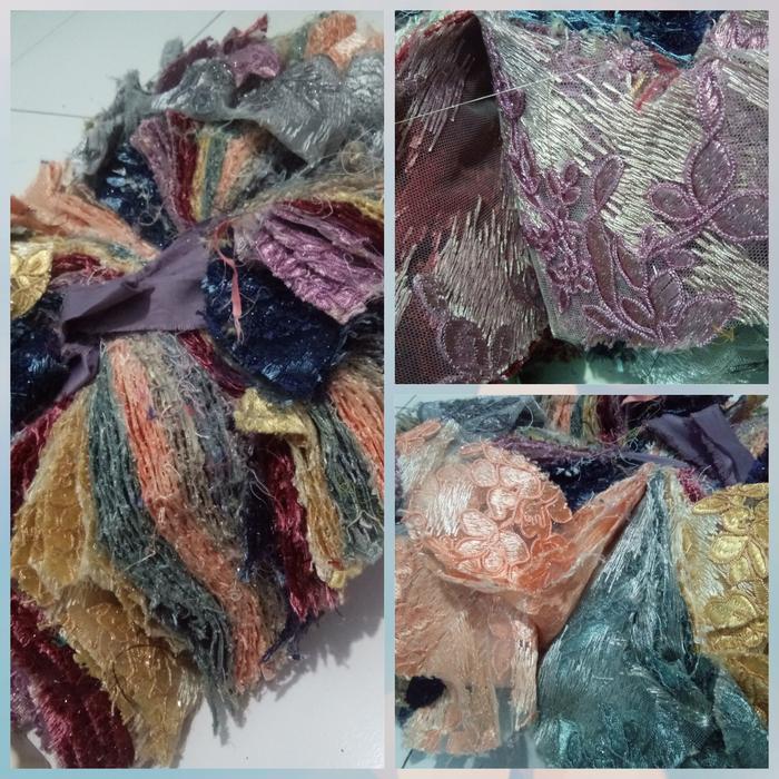 Kain perca pinggiran brokat seri warna kiloan
