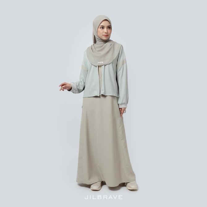 JILBRAVE Lany Dress Gamis Wanita Cargo Boyish Style dengan Outer Menyatu